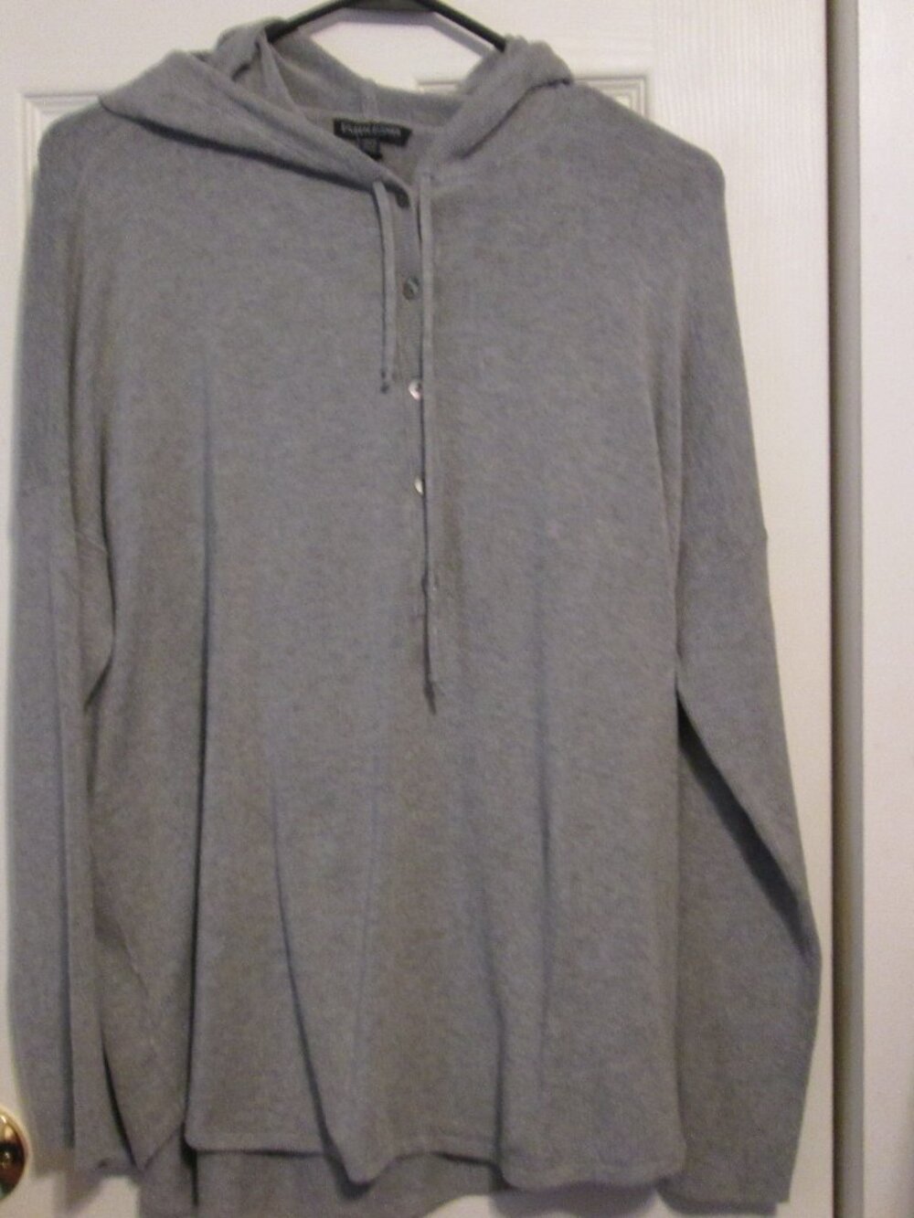 Eileen Fisher Women's Gray Hoodie and 1/2 Button Sweater Size Large